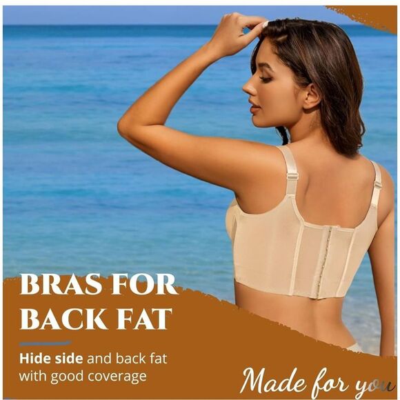 NEW Nude Push Up Daisy Comfortable Back Smoothing Bra 38F - Picture 5 of 7